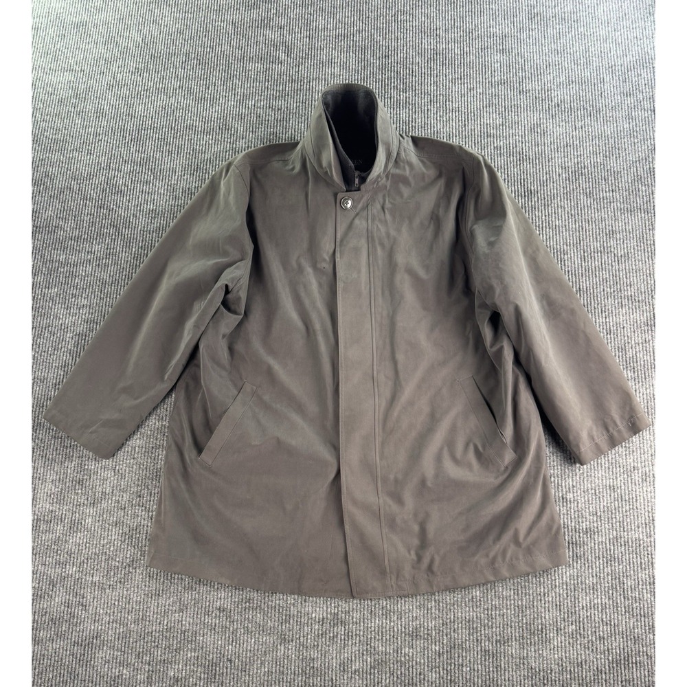 Vintage Lauren Ralph Lauren Jacket Men 52 R Gray Snap Button Lined Rain Coat